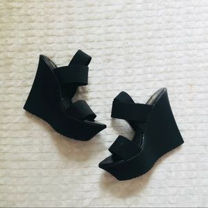 Black Wedge Heels